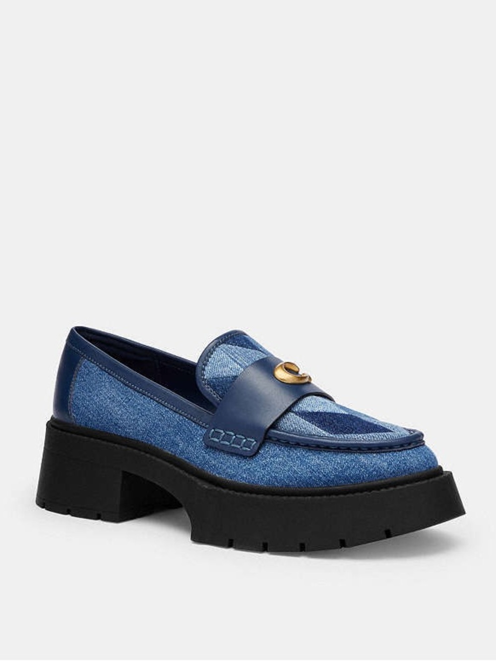 Coach Denim Leah Platform Loafer With Quilting - Picture 14 of 15